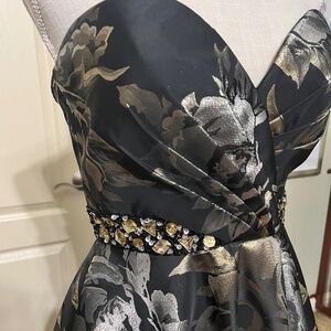 Homecoming Evening gown, Prom Dress, Formal strapless dress Black/Gold/Pewter